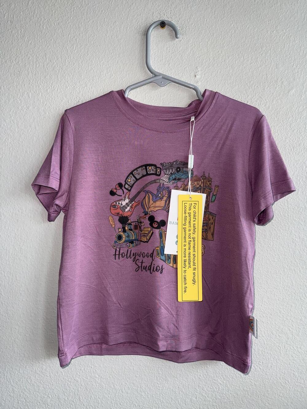 Bamboo Bliss Toddler 2T Purple Hollywood Studios Graphic T-Shirt and Printed Tie